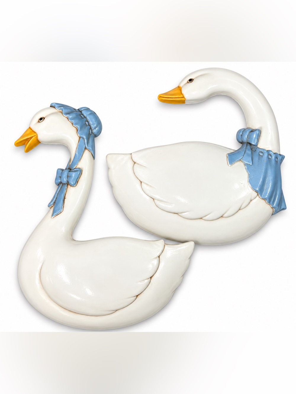 Vintage Homco Burwood Country Geese Goose Wall Pocket Planters Pair Set of Two